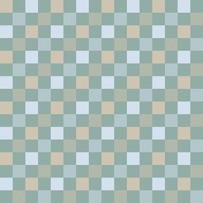 Buffalo Check (extra small) - Mushroom and Sky Blue on Pine Green