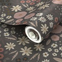 Carpet Floral Rose Quartz on Gray | Large