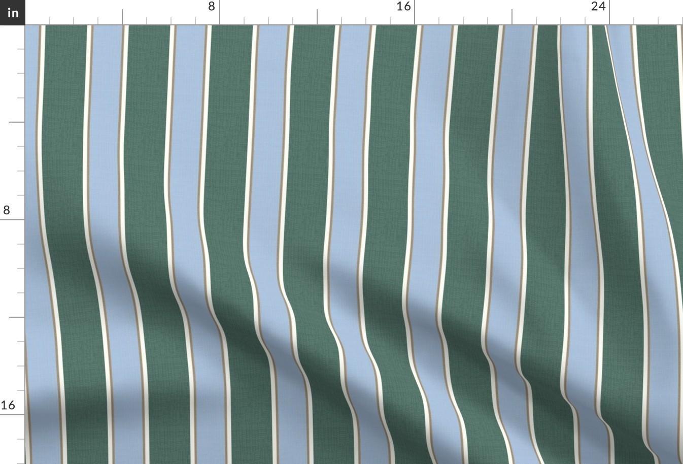 Elegant Stripes (Small) -  Sky Blue, Pine Green, White and Khaki   (TBS180)