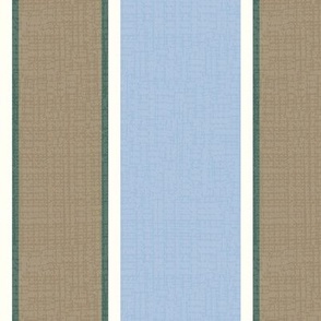 Elegant Stripes (Medium)  - Mushroom, Sky Blue, White and Pine Green  (TBS180)