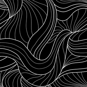 white swirl on black background