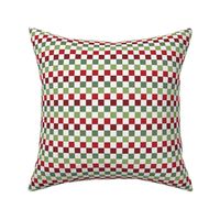 Christmas Checkerboard - Small Scale - Artichoke Green and Burgundy Red  Checkers