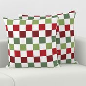 Christmas Checkerboard - Medium Scale - Artichoke Green and Burgundy Red  Checkers