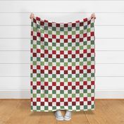 Christmas Checkerboard - Large Scale - Artichoke Green and Burgundy Red  Checkers
