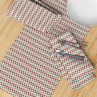 Christmas Checkerboard - Ditsy Scale - Artichoke Green and Burgundy Red  Checkers