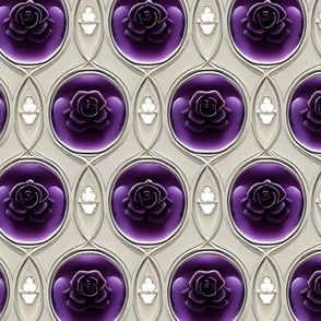 Royal Purple Roses Inlaid in Silver