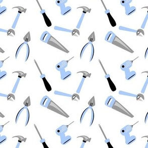 Tools Pattern in Blue and Gray