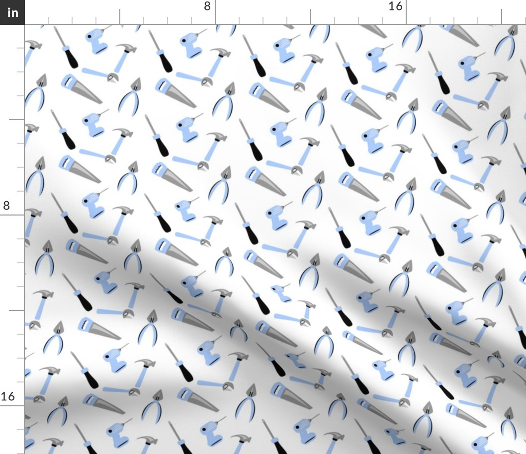 Tools Pattern in Blue and Gray