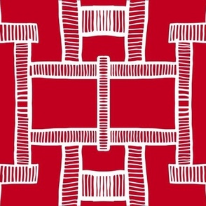 Geometric Art Line Shapes - red on white