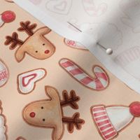 christmas gingerbread on a beige background. small