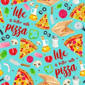 Large Scale Life is Better with Pizza on Blue