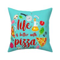18x18 Panel Life is Better with Pizza for Square Placemat Cushion or Pillow Cover