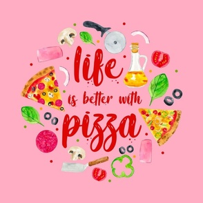18x18 Panel Life is Better with Pizza for Square Placemat Cushion or Pillow Cover