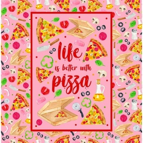 14x18 Panel Life is Better with Pizza for DIY Garden Flag Small Kitchen Towel or Wall Hanging