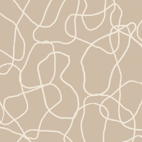 Abstract Brush Line Drawing - Cream on Beige Jumbo