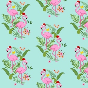 Festive Flamingos - turquoise green