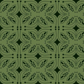 Green Damask Victorian Modern Tile Floral Wallpaper Fabric Pattern