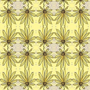 wildflower bloom grid on yellow