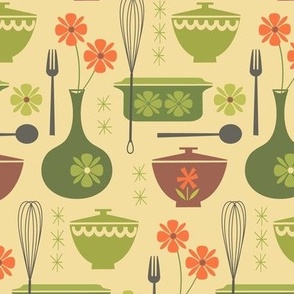 Vintage 1950 Kitchen Fabric, Wallpaper and Home Decor | Spoonflower
