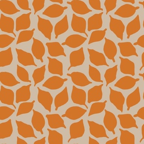Classic Easy Organic Abstract Leaves - Orange on Beige