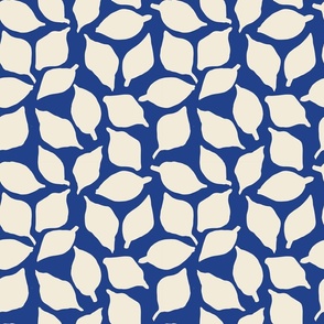 Classic Easy Organic Abstract Leaves - Cream on Blue
