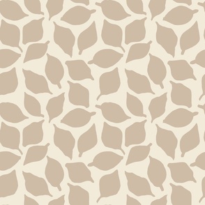 Classic Easy Organic Abstract Leaves - Taupe Beige on Cream
