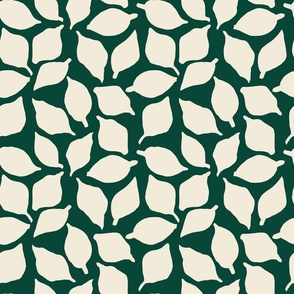 Classic Easy Organic Abstract Leaves - Cream on Green