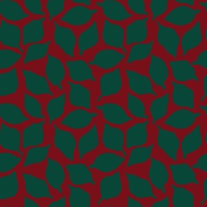 Classic Easy Organic Abstract Leaves  - Dark Pine on Cherry Christmas Red
