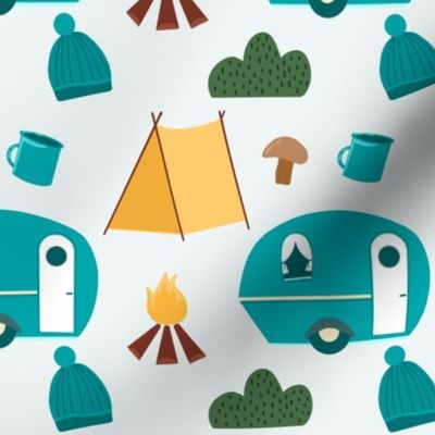 Camping Trip on White Background