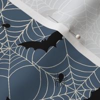 Bats and spider webs - blue