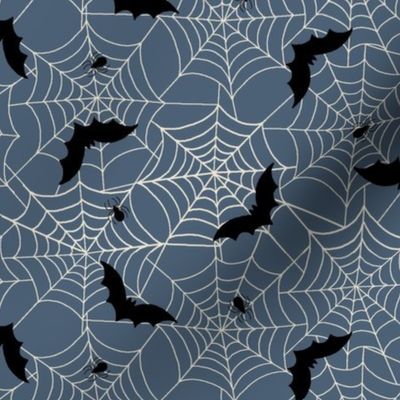 Bats and spider webs - blue