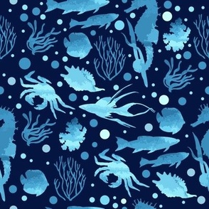 Graphic decorative pattern of marine images