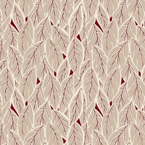 Soft Layered Leaves - Beige, Cream & Red Berry