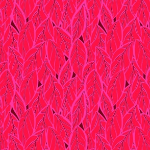 Layered Leaves Disco Jungle - Red Pink Magenta