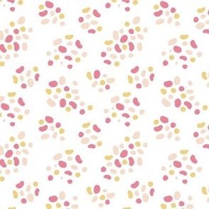 Whimsical Pebbles on Grey, Modern Polkadot, pink, yellow, blush
