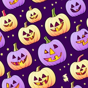 Purple halloween pumpkins