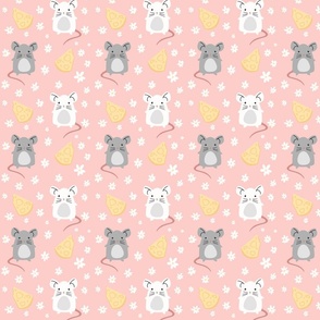 Cute Mice on Pink Background