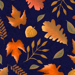 Falling Leaves on Midnight Blue Large