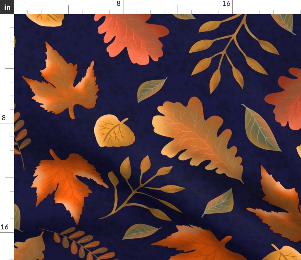 Falling Leaves on Midnight Blue Large