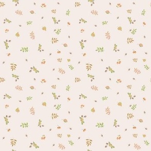 Ditsy acorns and leaves on light beige - Baby Nursery Fabric