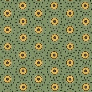 Gold & Brown Dots on Green
