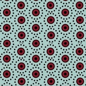 Red &  Black Dots on Turquoise