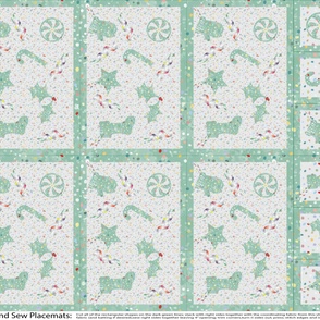 Holiday Dots and Ribbons Placemats Light Green Cut Sew