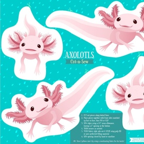 Cut N Sew Two Axolotl Plush Pillows