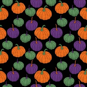 Pumpkins-Halloween-trick or treat-purple-orange-green