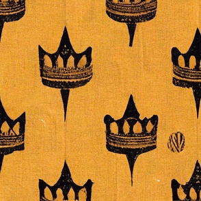 Royal Crowns I -  Yellow,  Brown, Gold, Monogram, Vintage