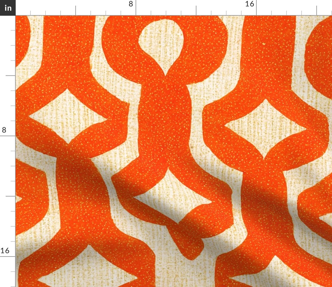 Enfullence African x Keith Haring Luxury Style Orange and Cream Upscale Pattern