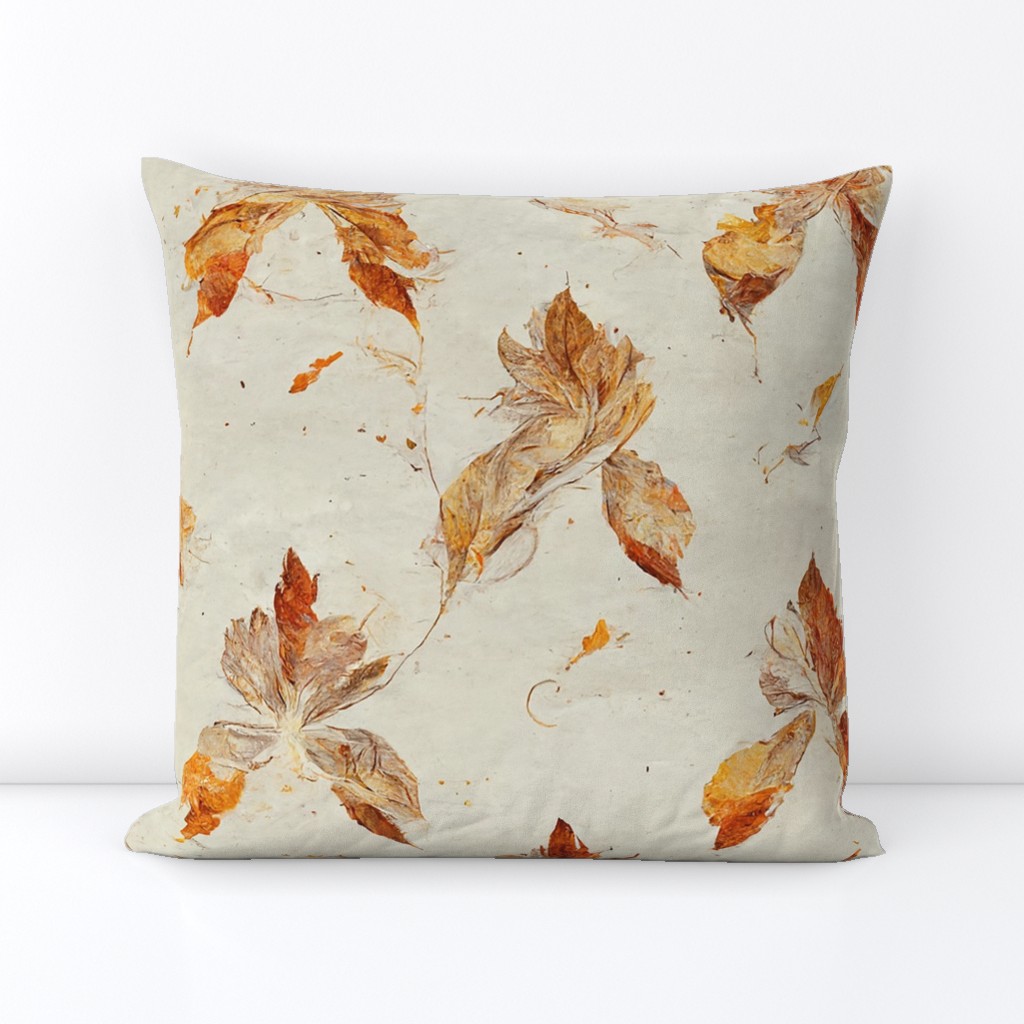 Dried Leaves Butterflies Pattern, Cream, Brown, Amber for Fall/Autumn