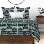 Enfullence African Mudcloth I - Textured Print,  Blue, Green, Black Pattern