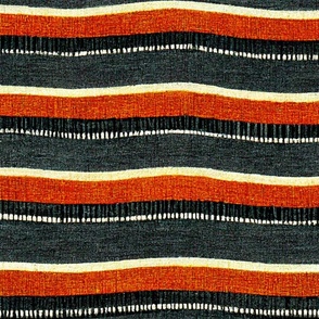 Enfullence Navajo Pattern I - Gray/Grey, Orange Cream , Black Indigenous Pattern